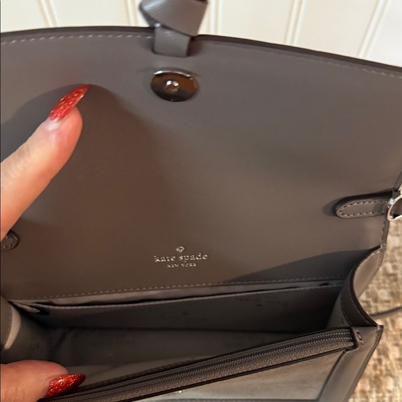 Kate Spade Knott Suede Mini Flap Crossbody bag in the color Hare Grey. MSRP $279 - Picture 7 of 7